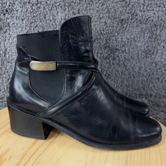Via Spiga Leather Chelsea Boots Womens Size 9 Black Ankle Booties Made in Italy