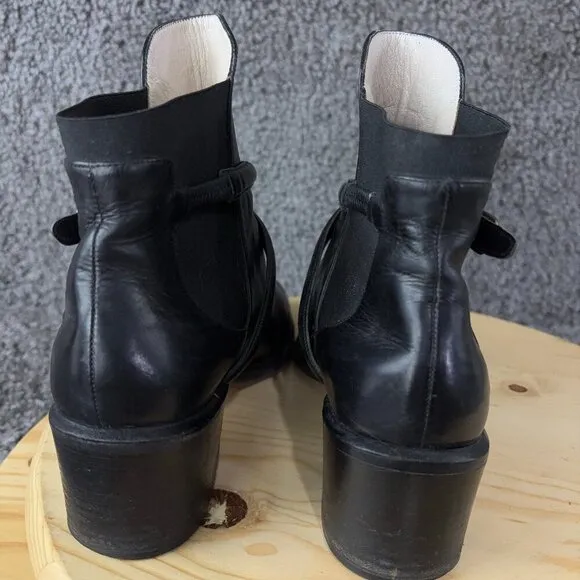 Via Spiga Leather Chelsea Boots Womens Size 9 Black Ankle Booties Made in Italy