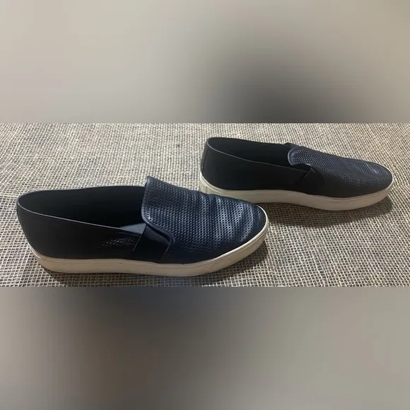 Vince Blair Perforated Slip On Shoes, Size 9M, Black, Perforated Italian Leather