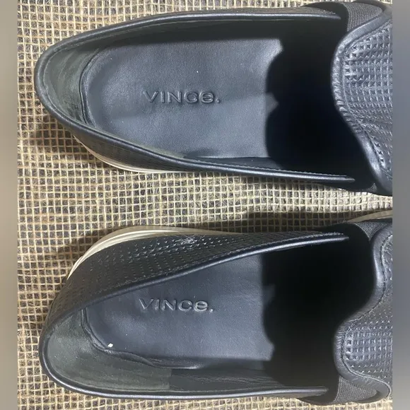 Vince Blair Perforated Slip On Shoes, Size 9M, Black, Perforated Italian Leather
