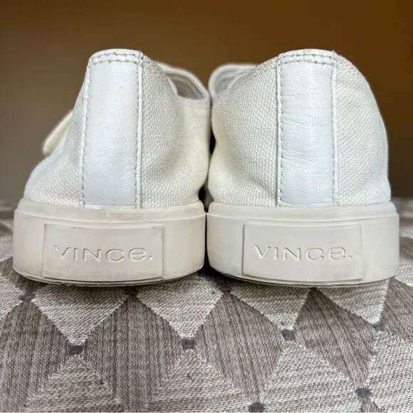 Vince Blair White Canvas Hook &amp; Loop Wide Strap Sneaker Shoes Women’s 9.5