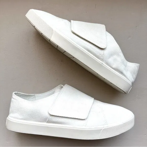 Vince Blair White Canvas Hook &amp; Loop Wide Strap Sneaker Shoes Women’s 9.5