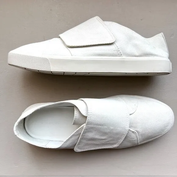 Vince Blair White Canvas Hook &amp; Loop Wide Strap Sneaker Shoes Women’s 9.5
