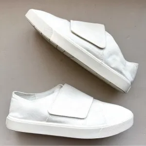 Vince Blair White Canvas Hook &amp; Loop Wide Strap Sneaker Shoes Women’s 9.5