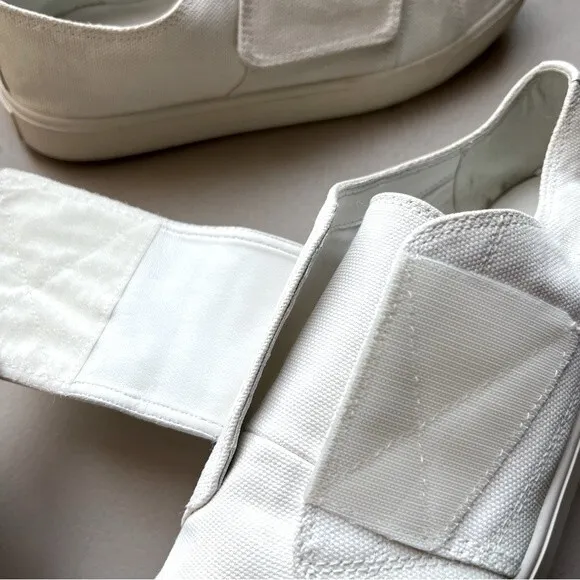 Vince Blair White Canvas Hook &amp; Loop Wide Strap Sneaker Shoes Women’s 9.5