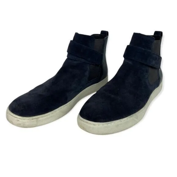 Vince Blue Belmont High Top Sneakers Flat Shoes Mens Size 11 Italian Calf Suede