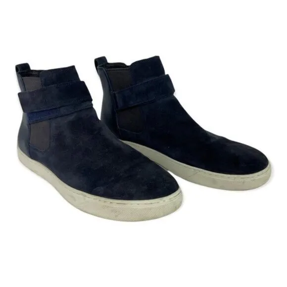 Vince Blue Belmont High Top Sneakers Flat Shoes Mens Size 11 Italian Calf Suede