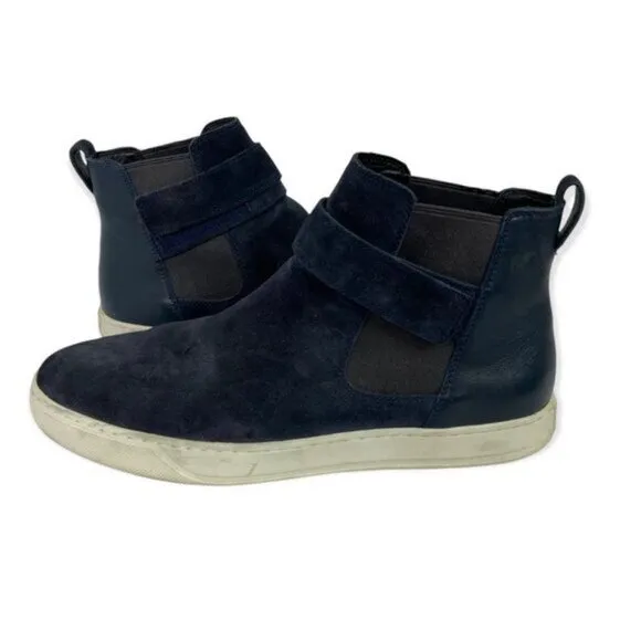 Vince Blue Belmont High Top Sneakers Flat Shoes Mens Size 11 Italian Calf Suede