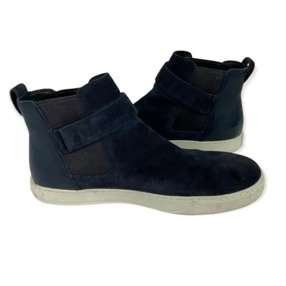 Vince Blue Belmont High Top Sneakers Flat Shoes Mens Size 11 Italian Calf Suede