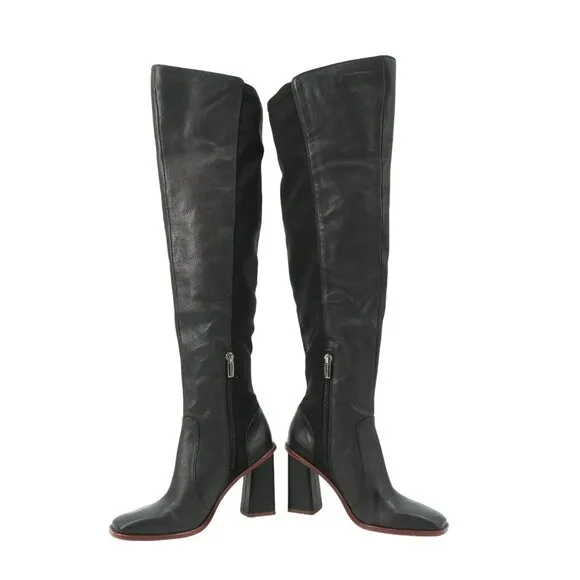 Vince Camuto Dreven Tall Black Over the Knee Leather Boots 6.5