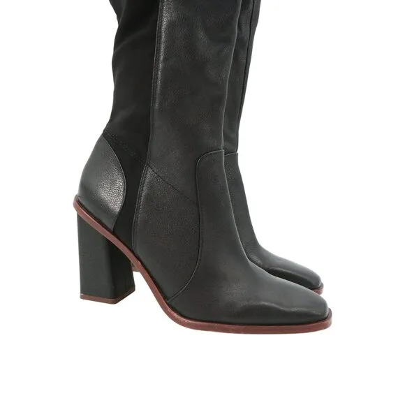 Vince Camuto Dreven Tall Black Over the Knee Leather Boots 6.5