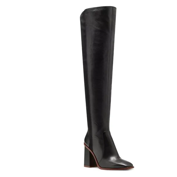 Vince Camuto Dreven Tall Black Over the Knee Leather Boots 6.5