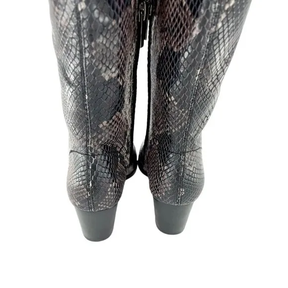 Vince Camuto Nestel Boots Snake Print Block Heel Knee High Boots SZ 6 New