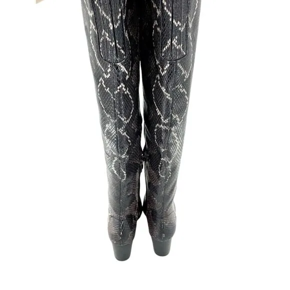 Vince Camuto Nestel Boots Snake Print Block Heel Knee High Boots SZ 6 New
