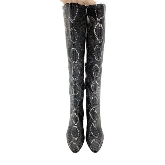 Vince Camuto Nestel Boots Snake Print Block Heel Knee High Boots SZ 6 New