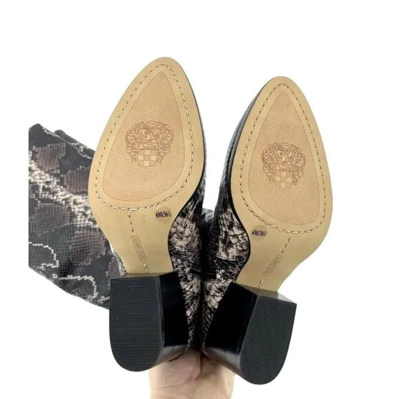 Vince Camuto Nestel Boots Snake Print Block Heel Knee High Boots SZ 6 New