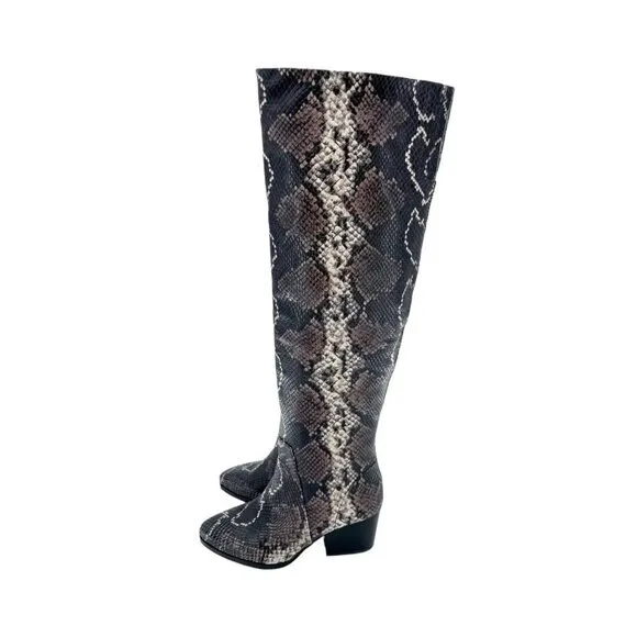 Vince Camuto Nestel Boots Snake Print Block Heel Knee High Boots SZ 6 New