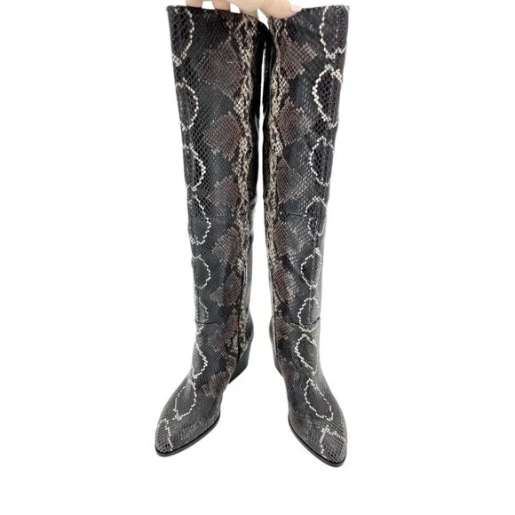 Vince Camuto Nestel Boots Snake Print Block Heel Knee High Boots SZ 6 New