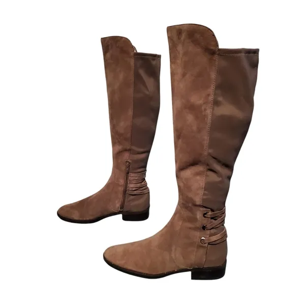 Vince Camuto Pauletta Tall Beige Leather Riding Boots Women's Size 8.5M