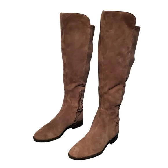 Vince Camuto Pauletta Tall Beige Leather Riding Boots Women's Size 8.5M