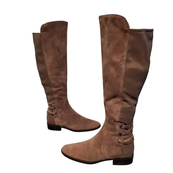 Vince Camuto Pauletta Tall Beige Leather Riding Boots Women's Size 8.5M