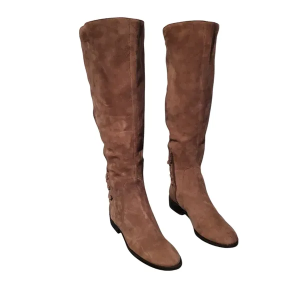 Vince Camuto Pauletta Tall Beige Leather Riding Boots Women's Size 8.5M