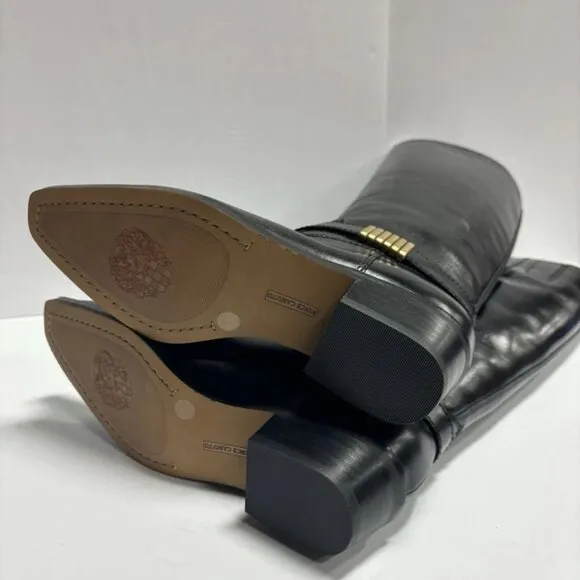 Vince Camuto Women’s Melise Tall Black Leather Boots, Size 6 M