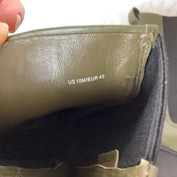 Vince Green Leather Henderson Tall Chelsea Boot In Military Green NWOB