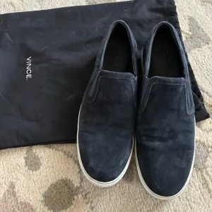 Vince navy suede slip on shoes