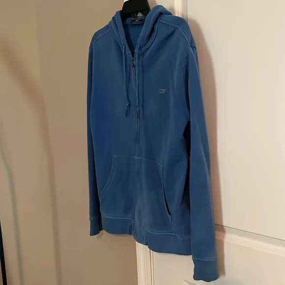 Vineyard Vines Men’s (M) Long Sleeve Blue Zip Up Hooded Jacket Front Pockets*