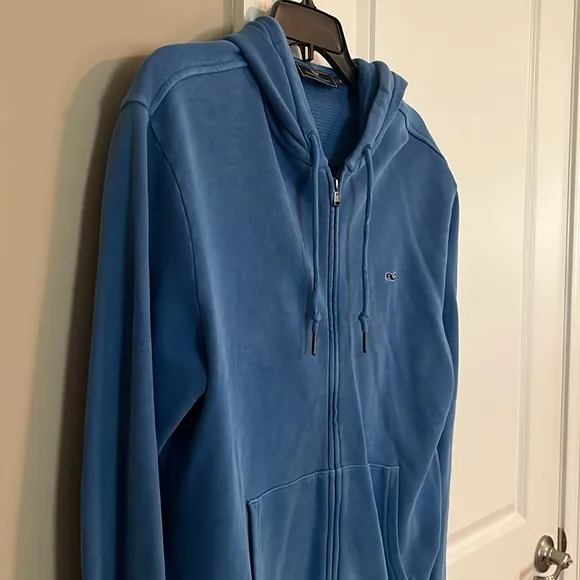 Vineyard Vines Men’s (M) Long Sleeve Blue Zip Up Hooded Jacket Front Pockets*