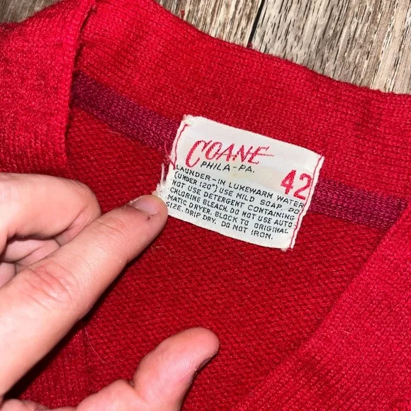 Vintage 1950’s Coane Varsity Wool V-Neck Sweater