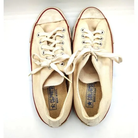 Vintage 1950s Converse All Star Canvas Sneakers Made In USA Mens Size 7.5 Rare