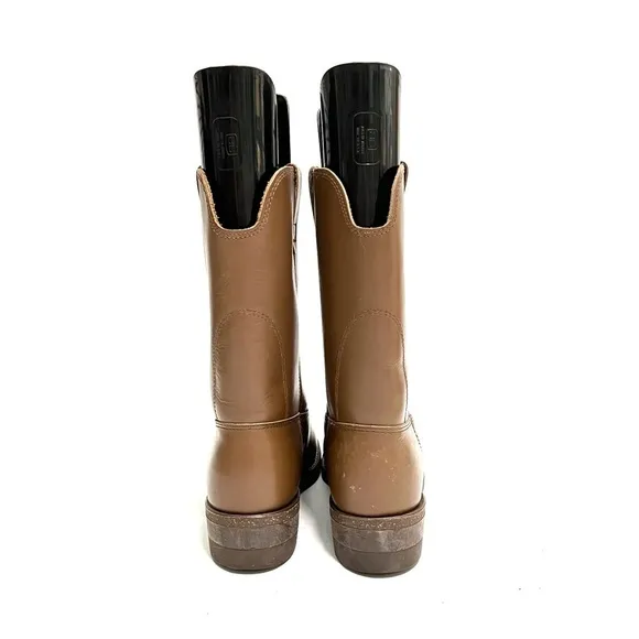 Vintage 1970s men’s brown leather heavy duty fleece insole cowboy work boots