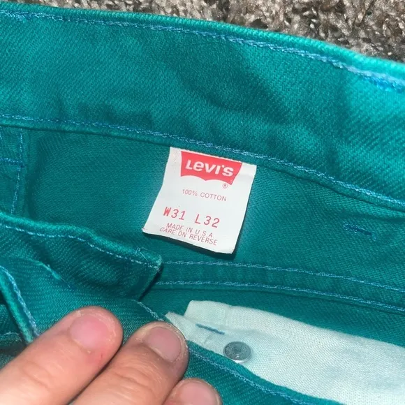 Vintage 1993 Levi’s 560 Tapered Orange Tab Mint Green Jeans 31x32
