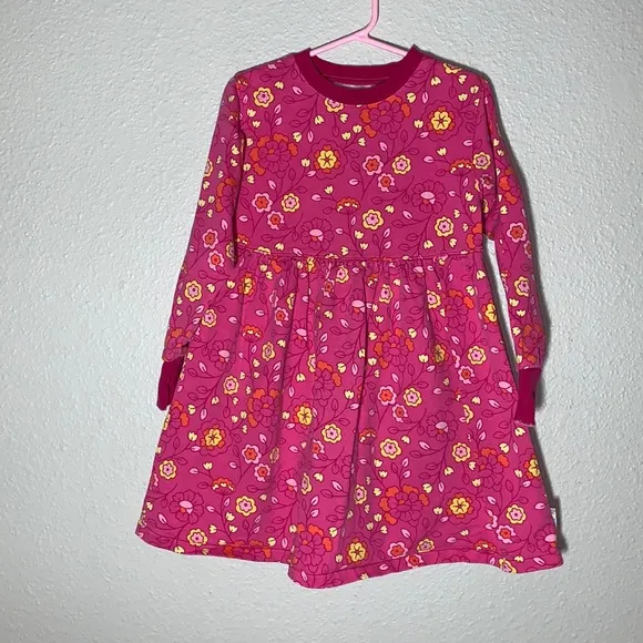 Vintage 80’s Gymboree pink floral long-sleeve dress girls Sz XL ruffles Cotton