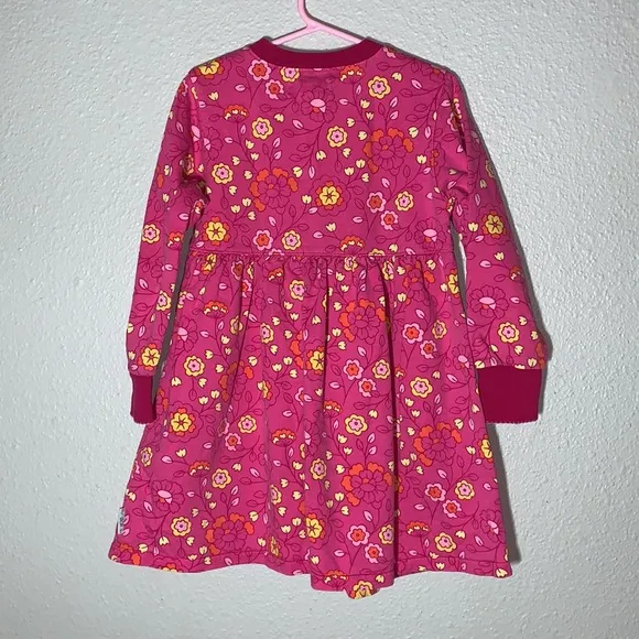 Vintage 80’s Gymboree pink floral long-sleeve dress girls Sz XL ruffles Cotton