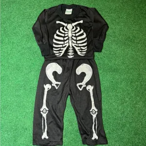 Vintage 90s Skeleton 2 Piece Polyester USA Made Pajamas