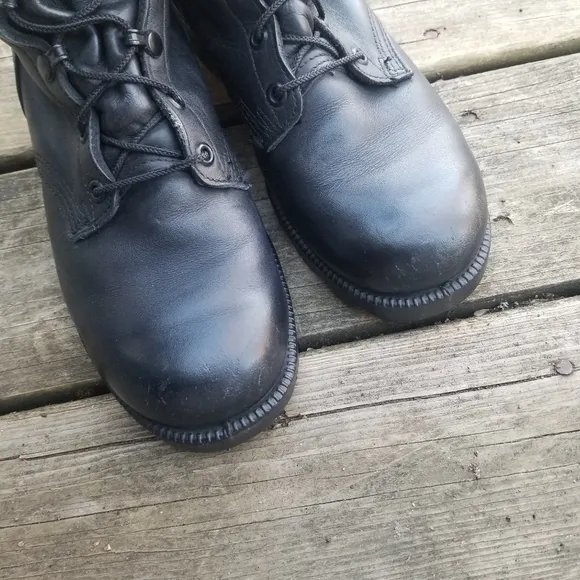 Vintage 90s y2k Grunge Punk Rock Black Leather Military Issue Combat Moto Boots