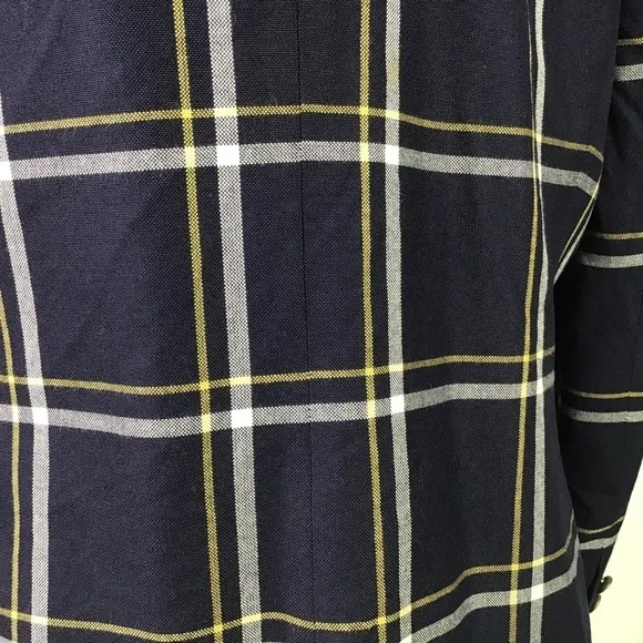 VINTAGE Blazer Jacket Size 10 Y2K Heathers Plaid Navy Blue White Dividends