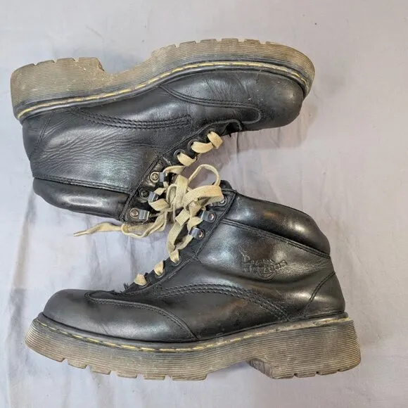 Vintage Dr. Martens Black Leather Lace Up Ankle Boots Men Size 9 Made England