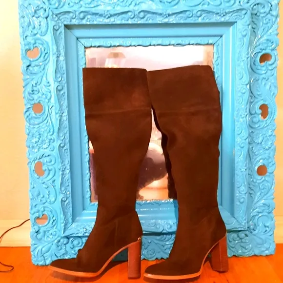 Vintage EUC  M.K. brown suede real leather over the knee boots
