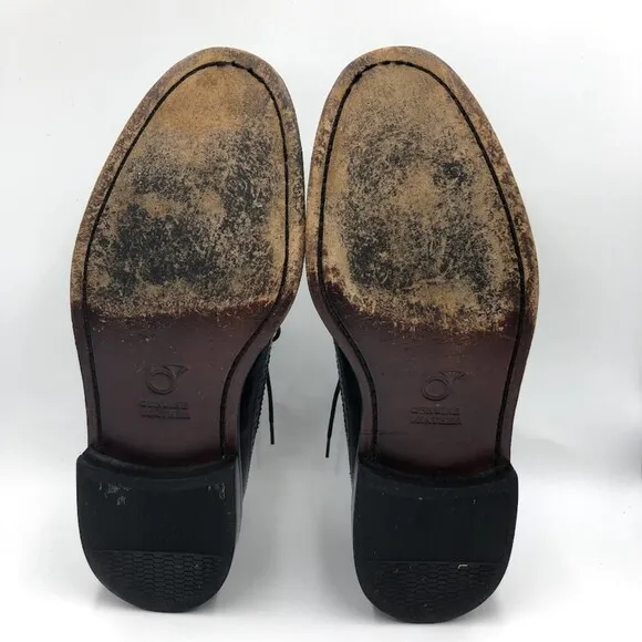 Vintage French Shriner Mens Black Leather Wing Tip Lace Up Dress Shoes Size 8.5M