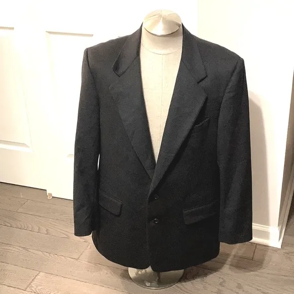 Vintage Holt Renfrew | Men’s 100% Cashmere Black Suit Jacket Blazer Sporty
