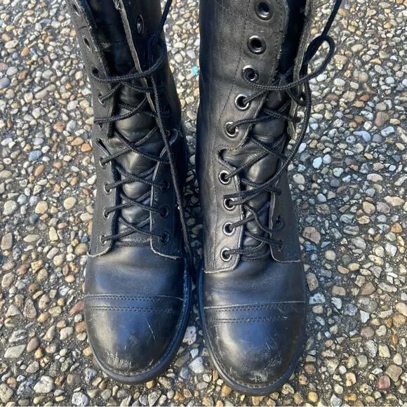Vintage is military ANSI steel cap toe combat biker motorcycle boots 5 W