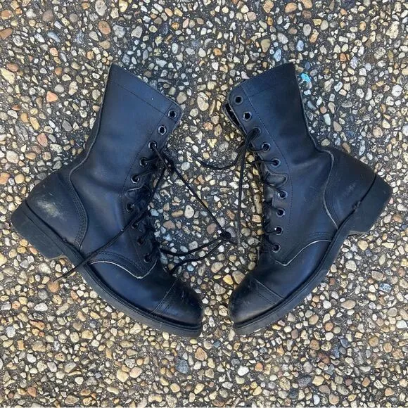 Vintage is military ANSI steel cap toe combat biker motorcycle boots 5 W