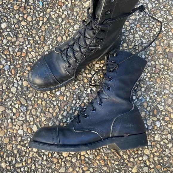 Vintage is military ANSI steel cap toe combat biker motorcycle boots 5 W