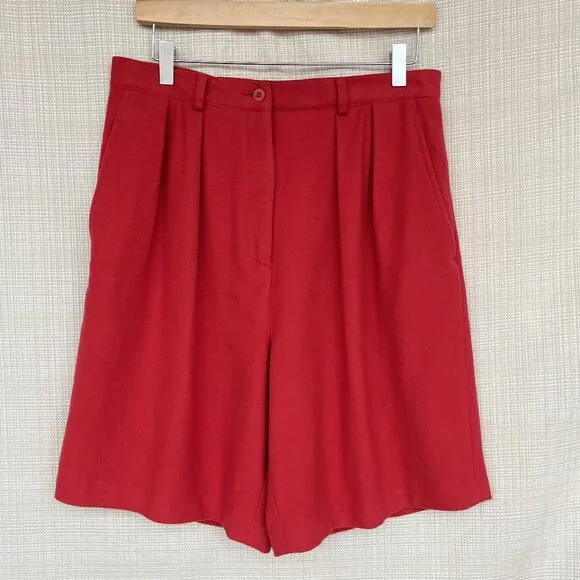 VINTAGE J Crew Pleated High Waisted Shorts Nautical Preppy Cashmere Wool