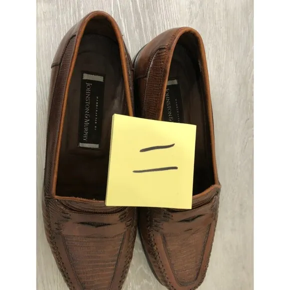 Vintage Johnston &amp; Murphy Dress Shoes Mens Size 11 Brown lizard Leather Slip On