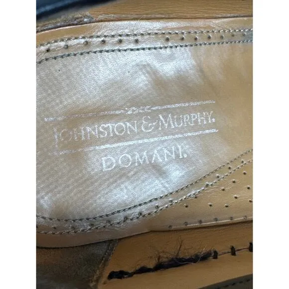 Vintage Johnston Murphy Domani Size 10.5 Black Crocodile Penny Loafer Moc Toe